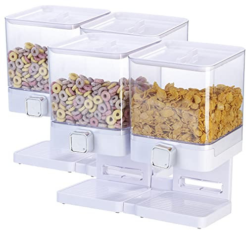 Rosenstein & Söhne Süßigkeiten Aufbewahrung: 2er-Set Doppel-Spender für Snacks, je 33,5 x 30,5 x 16,5 cm, weiß (Vorratsdose mit Deckel, Doppel-Müslispender, Pasta)