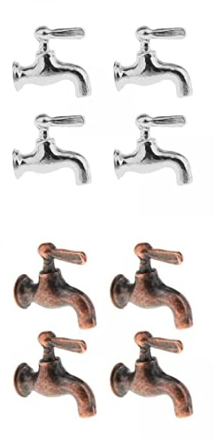Amagogo Set von 8 1/12 12 Miniatur Puppenhaus Bad Dusche Wasserhahn Zubehör Dekor