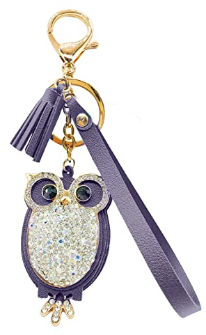 Hibou Porte-clés Strass, Hibou Métal Porte Clés, Porte Clef Strass, Porte Clef Mignon, pour Décoration Porte Clés Dames, Accessoires Voiture, Sac Décoratif