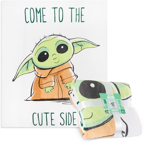 Disney Baby Yoda Fleecedecke für Kinder, Weiche Kuscheldecke 150x130cm (Grün Baby Yoda)