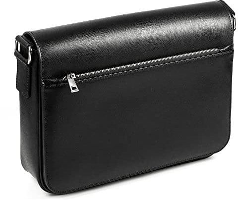 Chiccheria Brand Notebook Tasche | Aktentasche | 36 x 27 x 10cm | Leder |Schwarz | Made in Italy