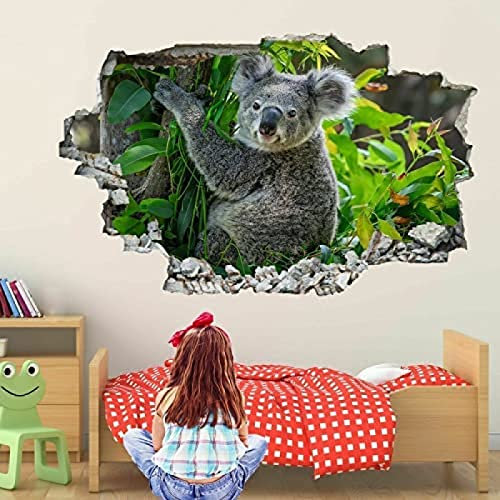 Koala Tier 3D Wandkunst Aufkleber Wandtattoo Poster Kinderzimmer Wohnkultur FV26-50x70 cm
