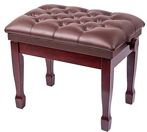RWRAPS Klavierhocker, höhenverstellbar, Klavierbank, Hocker, Klavier, Klaviersitz, Sitz mit Massivholzbeinen, Verstellbarer Bereich 49–59 cm (rotbraun)