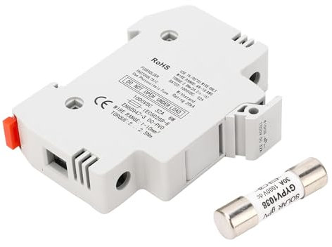 Porte-fusible, Porte-fusible Cylindrique 1 Pôle 32a GYPV‑32 Base De Fusible 10 X 38 Mm 1000VDC Avec Fusible Photovoltaïque 30a Fusible PV Pour Protection Rapide du Disjoncteur