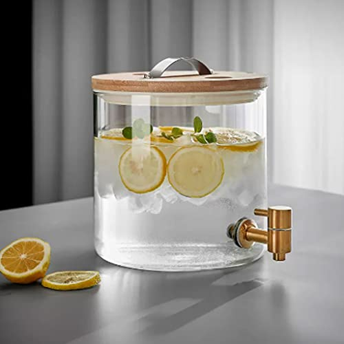 ZEONIK Dispensador de bebidas de vidrio con tapa, recipiente para jugo, vino, kombucha y bebidas frías, dispensador de jugo de bebidas de entretenimiento