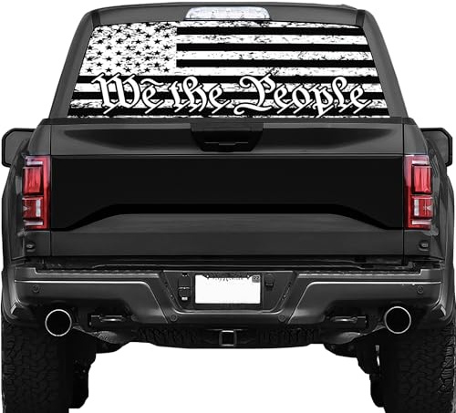 Rzuiytye Heckscheiben-Aufkleber mit amerikanischer Flagge, We The People, schwarze Flagge, LKW-Heckscheiben-Aufkleber, amerikanische Flagge, Aufkleber für LKW, Auto, SUV (165,1 x 43,2 cm)