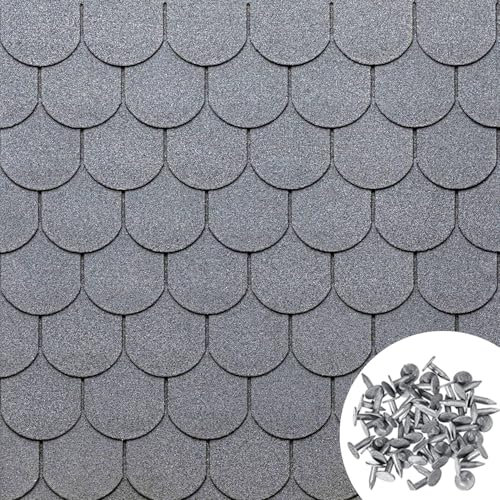 MASTERBRICO Tegole Canadesi per Tettoia Esterno 2,32 mq (16 Pz) – Tegola Canadese Bituminosa e Flessibile con Chiodi Inclusi – Facili da Installare, Resistenti a Intemperie e UV (A006)