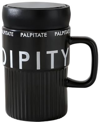 Tazas de café grandes de cerámica de 14 onzas, taza de café portátil única de sublimación alta con tapa y asa, taza de café de viaje a prueba de derrames que cabe en el portavasos del coche, taza