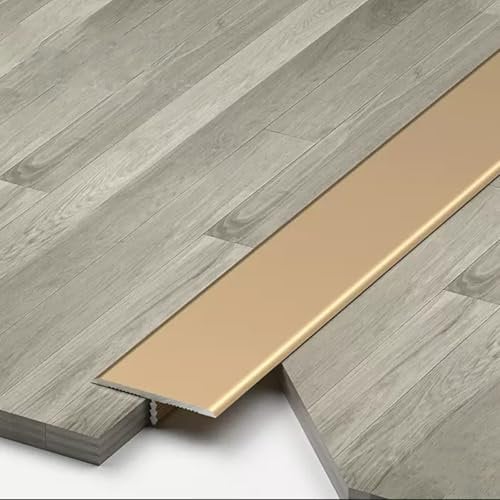 3Pcs Aluminum T Molding Floor Transition Strip, 2.9ft Long, Door Divider Strip, Edge Trim for Tile, Wood, Laminate - Joins Gap (Gold, 3.3cm x 270cm (3 * 90cm))