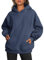 Famulily Womens Casual Long Sleeve Hoodies Crew Neck Pullover Sweatshirts Plain Hooded Outfits Blue L