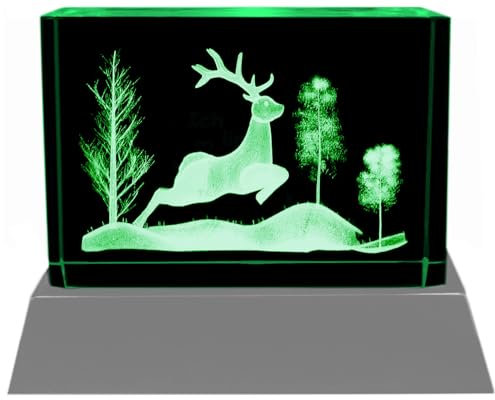 Kaltner Präsente Stimmungslicht - Das perfekte Förster Geschenk/LED Kerze/Kristall Glasblock / 3D-Laser-Gravur/Jäger Geschenk/Forstwirt/Waldarbeiter/Waldliebhaber / 3D Nachtlicht