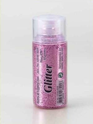 Glitter Shaker with Shaker Insert, Fine, 15 g, Assorted Colours (Pink)