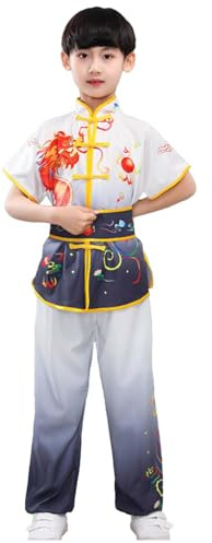 YEMYIQZ Kids Kung Fu Uniform for Boys Girl Chinese Traditional Tai Chi Wushu Suits Short Sleeved Martial Arts Uniform