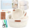 Coopay Häkelset für Anfänger, 3 Größe Rund Körbe Häkel Set mit Häkelanleitung, DIY Häkelset für Körbe mit Häkelnadel, Häkelwolle, Häkel Set zum Häkeln Lernen, Anfänger Häkelset für Körbe - Weiß