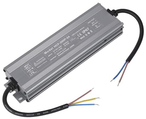 LED Trafo 24V 200W, Ultradünn IP67 Wasserdicht LED Transformator, LED Netzteil Treiber AC 100-264V auf DC 24V 8.3A 200W Adapter, Outdoor Konstantspannung Niedervolttrafo für Streifen Lampen Strahler