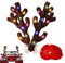 Rentier Geweih Und Nase Weihnachtsdeko, Rudolph Auto Set Mit LED Licht, Plüsch Rentier Deko Für Fenster, Dach, Frontgrill
