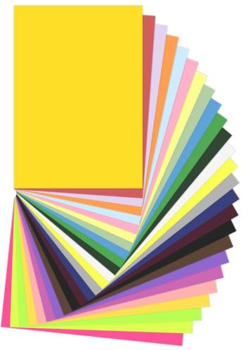 50 Blatt Tonpapier A4 Bunt in 25 Farben, 180 g/m² Tonzeichenpapier A4, Buntes Papier, Bastelpapier Bunt, Tonkarton, Farbiges Papier für Origami und Bastelprojekte