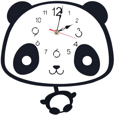 Ciieeo Wanduhr in Pandaform – Dekorative Nicht Tickende Hängeuhr – Perfekt Für Kinderzimmer Und Schlafzimmer