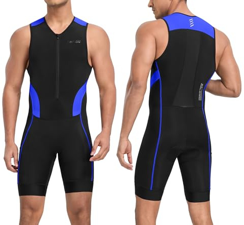 Santic Combinaison de triathlon pour homme rembourrée monopièce sans manches Pro Combinaison de triathlon pour compétition de cyclisme Trisuit Manches courtes Costume de cyclisme pour cyclisme