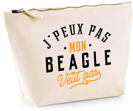 Trousse Mon Beagle ne Veut Pas | Pochette Toilette Maquillage | Idée Cadeau Propriétaire Chien Humour Drôle Marrant Original Anniversaire