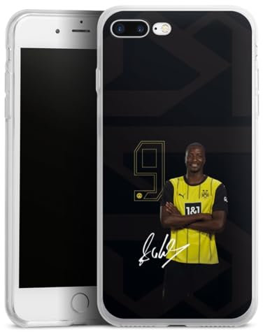 Silikon Hülle kompatibel mit Apple iPhone 7 Plus Case transparent Handyhülle BVB Borussia Dortmund Serhou Guirassy