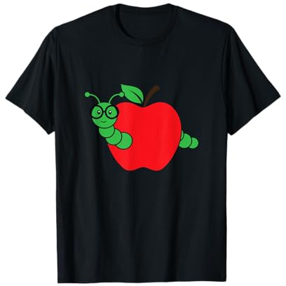 Roter Apfel mit Wurm Obst Frucht Äpfel Wurm mit Brille T-Shirt