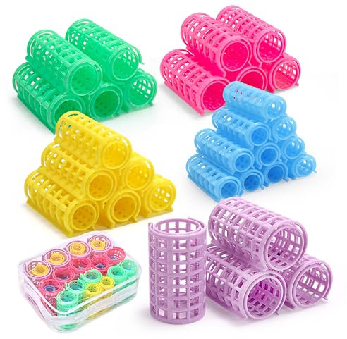 Lockenwickler Locken Set, 30 Stück Kunststoff Friseurrollen mit 5 Größen Jumbo Groß Kleine Hair Rollers, DIY Locken Ohne Hitze für Lange Medoum Kurze Haare Salon Friseur(Zufällige Farbe)