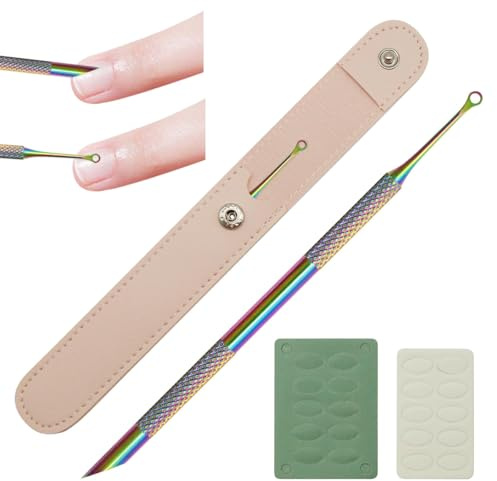 makartt feile,nagelhautentferner,abgeschrägter Schaufel-Nagelhautschieber mit Doppelkopf aus Titan, Nagelhautschieber-Werkzeug mit Doppelkopf-Design, Nagelhautentferner