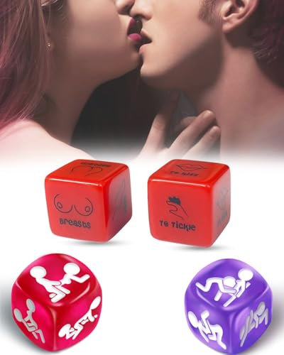 TOZBLEU 4Pezzi Gioco dei Dadi per Coppie,Posizioni Multiple per Coppie, Libro di testo delle Posizioni dei Dadi per Moglie,Giochi per Feste,Regali per la Camera da Letto per Coppie,regalo per coppie