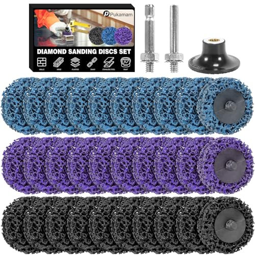 30 Pcs Grinding Discs 50mm Paint Stripping discs 2 Inch Sanding Discs for Drill Rust Removal Disc for Metal Steel Grinding Polishing(Purple/Blue/Black)