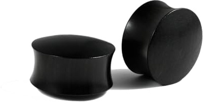 Calefee Ohr Plug Holz, Flesh Tunnel Double Flared mit Schwarze Kuppelform, Piercing Schmuck Ohrdehner Unisex 2 Stück