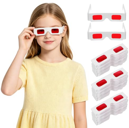 minkissy Lunettes Rouges Enfants 3D 50 Pièces pour Films À Domicile Cadeaux Saint-Valentin Fête Arc-en-Ciel Fournitures Anniversaire Et Récompenses Classe