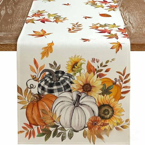 Pumpkin Decorations, 72 inch Pumpkin Table Runner Decoration, Halloween Pumpkin Decorations, Fall Kitchen Dining Table for Home Party Decor