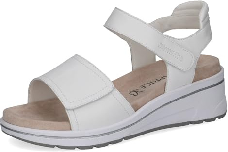 Caprice Damen Keilsandale aus Leder, Weiß (WHITE NAPPA), 36