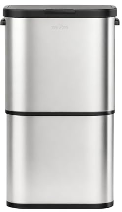 mVm 70L Kitchen Bin,Stainless Steel Trash Bin with Lid,Soft Close and Stays Open,Large Rubbish Bin,Garbage Bin for Home Office