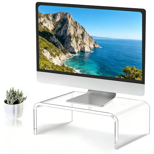 Acryl Monitorständer, Bildschirmerhöhung, Monitor Erhöhung, Transparent Acryl Monitor Ständer, für Bildschirme, Computer, Notebook, PC Erhöhung Schreibtisch, (36x19x10cm)