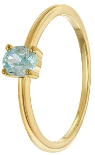 trendor Damenring 333 Gold (8k) Ovaler Zirkonia Hellblau 21370-03-60