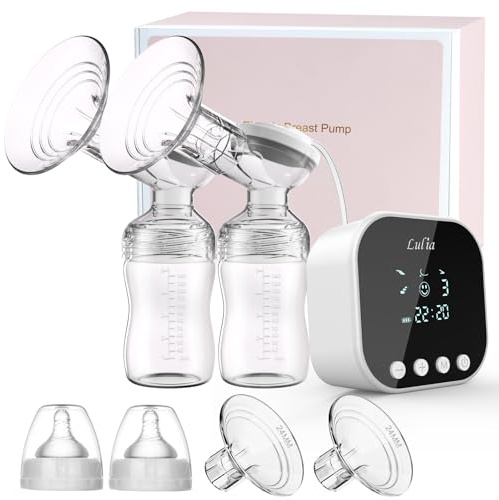 Lulia 4 Modes & 9 Levels Double Electric Breast Pump | Strong Suction Portable Breastfeeding Pump, Anti-Backflow, BPA Free with LCD Display, Easy Clean