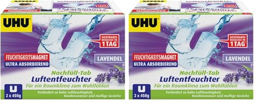 UHU Luftentfeuchter Nachfüll-Tabs 2x450g Lavendel (Packung mit 2)