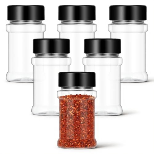 SynHHergyx 6 PCS 2.7 oz Plastic Small Spice Jars Spice Bottles with Lids Clear Empty Seasoning Bottles Spices Shakers with Holes and Lids Wide Mouth Airtight Jars for Spices & Powders