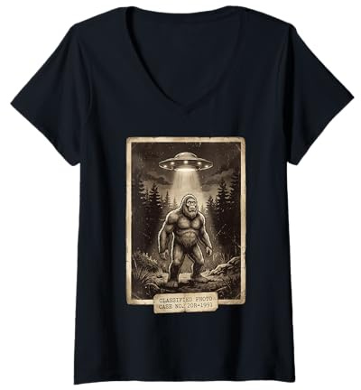 Damen Cryptid Sighting Geheimakte Paranormal Funny Tee 2 T-Shirt mit V-Ausschnitt