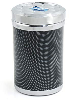 sourcingmap Carbon Fiber Pattern Car LED Light Up Ashtray Holder Cigarette Cup