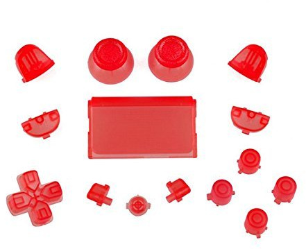 Ersatz Full-Custom Mod Kit Set für Sony PlayStation 4 PS4 Controller (transparent rot)