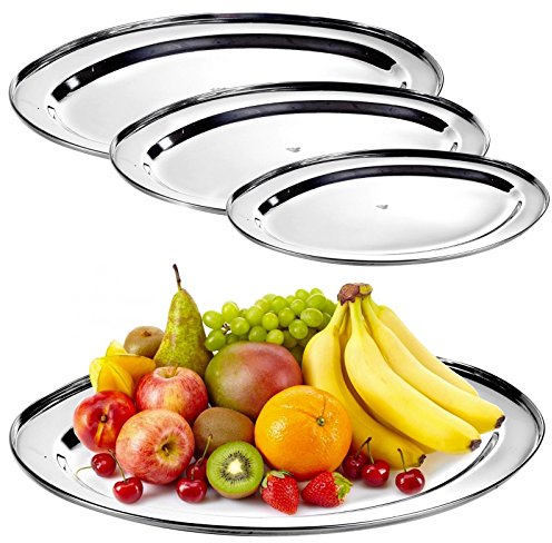 URBNLIVING Bandeja grande ovalada de metal para servir