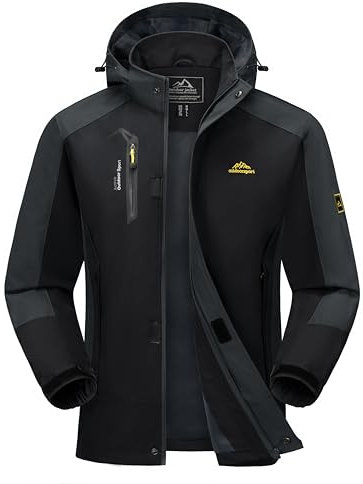 MAGCOMSEN Windproof Jacket Mens Softshell Mountain Jackets Winter weight Jackets Men's Windbreaker Tactical Jackets for Autumn Climbing Camping Jackets, S, Black