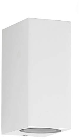 Trango IP44 Up & Down Light aus Aluminium Druckguß in Eckig Weiß, Wandleuchte, Wandstrahler 8011-SW Außenleuchte Außenlampe Wandlampe, Außenstrahler geeignet für 2x GU10 LED (ohne Leuchtmittel)