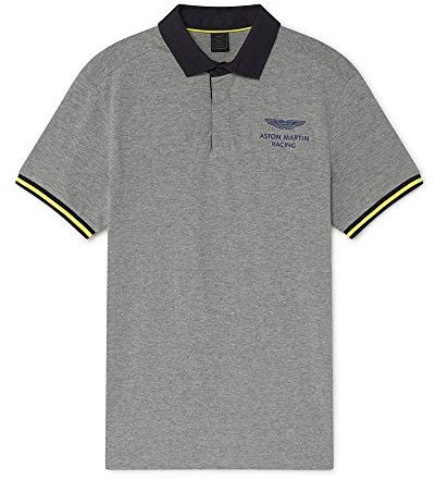 Hackett London Herren Poloshirt AMR Pique Rugby, Grau (Grey Marl 933), X-Large (Herstellergröße: XL)