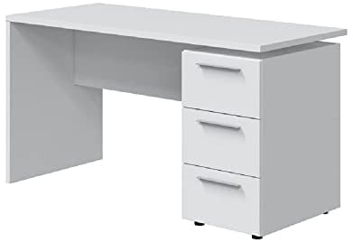 Habitdesign Mesa de Despacho 3 Cajones, Mesa Escritorio, Modelo Stylus, Acabado en Color Blanco Artik, Medidas: 138 (Ancho) x 60 cm (Fondo) x 74 (Alto)
