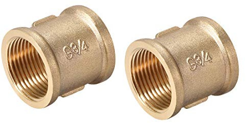 sourcing map Messing Guss-Rohrverschraubung Kupplung 3/4 X 3/4 G Innengewinde Goldton 2 Stück