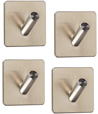 4 x Wandhaken ADRA 1-fach (Einzelhaken) 45 x 45 x 29 mm selbstklebend 3M Edelstahl rostfrei für Küche & Bad Handtuchhaken Kleiderhaken von SO-TECH®